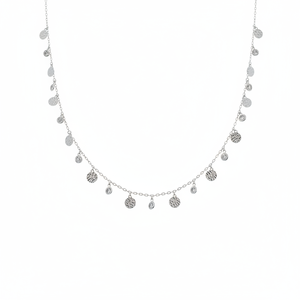 925K Sterling <b>Silver</b> Hammered Disc Coin Minimalist Dainty <b>Choker</b> Drop Necklace - Product Image 2