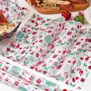 Grease-proof <b>Waterproof</b> Christmas Wax Paper Parchment Food Basket Liners <b>for</b> Wrapping Holiday Treats Gifts <b>Clothes</b> Shoes - Product Image 2