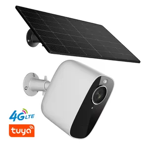 Tuya JerderFo caméra extérieure 4g alimentée par batterie WiFi caméra de sécurité à domicile 2 voies Audio couleur Vision nocturne PIR mouvement panneau solaire