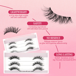 <span class=keywords><strong>Cils</strong></span> <span class=keywords><strong>faux</strong></span> pré-collés DIY, autocollants, réutilisables, à presser, style <span class=keywords><strong>naturel</strong></span>, <span class=keywords><strong>cils</strong></span> effilés, style œil de chat - Product Image 4