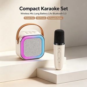 Enceinte de karaoké colorée avec microphone sans fil, lumière RGB, batterie rechargeable, OEM - Product Image 2