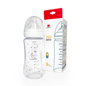 Fabrika toptan yüksek şeffaflık plastik tritan süt şişeleri gıda sınıfı silikon meme geniş boyunlu bebek biberon