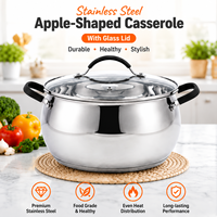 Ensemble de casseroles en acier inoxydable en forme de pomme, multifonctionnel, au design élégant, pour soupes et bouillons, avec couvercles, vente en gros