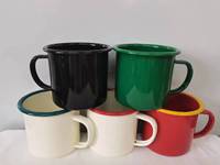 Mug en émail à sublimation multicolore avec bord en acier inoxydable, mug de camping en émail