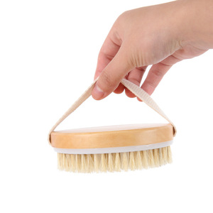 Cepillo de Baño de Madera con Cabeza Redonda, Cepillo Exfoliante Corporal sin Mango, Color Madera Natural, Forma Ovalada - Product Image 5