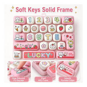 Alphabet Button Sensory Fidget Toy Portable Keyboard Stress Relief Clicker With 26 <b>Key</b> Layout Bag Pendant For Children - Product Image 2