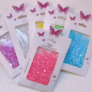 Yantuo Fabrik 2mm-6mm Schmetterlings clip Verpackungs farbe ABS Kunststoff Perle Strass Runde Bulk Acryl Edelstein Halbrunde Perle