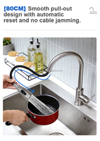 Robinet de cuisine moderne de luxe, flexible, de haute qualité, en acier inoxydable, à poser sur le plan de travail, 2 modes, avec douchette extractible