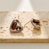 Boucles d'oreilles clous triangulaires haut de gamme et simples, accessoires de mode en laiton pour le quotidien