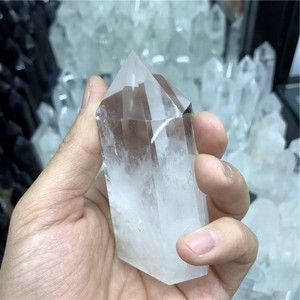 Venta al por mayor de cristal blanco natural único señaló transparente energía columna de cuarzo claro de cristal de <span class=keywords><strong>roca</strong></span> de curación puntos para Decoración - Product Image 5