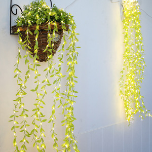 Artificial Willow Leaf Vine <b>Light</b> <b>String</b> 30cm-100cm Tender Green PE Plastic Bouquet Decorations For Indoor Outdoor Use - Product Image 1