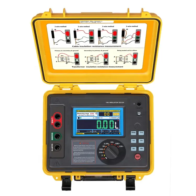 High Precision Portable 15kV High Voltage Insulation Resistance Tester