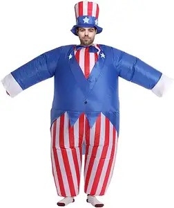 美国独立日山姆大叔服装万圣节成人角色扮演充气套装节日派对服装