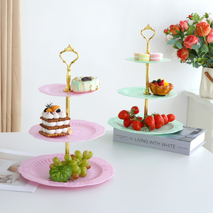 Plato de pastel de tres capas para postres, aperitivos, bebidas para el hogar, sala de estar, mesa de centro, fruta multifuncional, dulces Dim Sum - Product Image 1