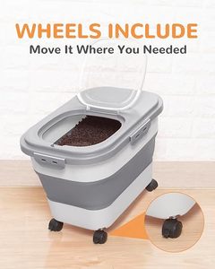 Foldable <b>Dog</b> <b>Food</b> Storage <b>Container</b> Casters Measuring Cup-Travel-Ready Moisture-Proof Sealed Design Large Capacity PP Material - Product Image 4