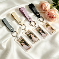 Fotoautomaten-Schlüsselanhänger Blanko 1x3 Klares Acryl 25*75mm Lang Bedruckbar mit Weichem PU-Lederband Hochzeits- und Party-Gastgeschenk