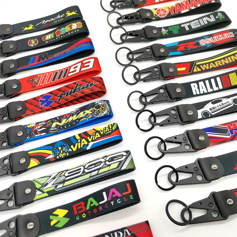 Wrist Keychain Lanyard Car Key Chain JDM Style Car Motorcycle Keychain Custom Motorcycle Eagle Buckle Label Lanyard Keychain