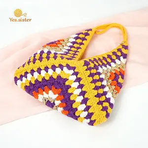 Bohemia Custom Boho Handmade Women Fashion Beach Tote Cotton Hand Knit Bento Crochet Handbag