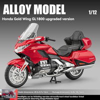 Modèle de moto en alliage à chaud 1/12 Honda Gold Wing GL1800, jouet de moto miniature avec simulation sonore et lumineuse, direction à roue avant