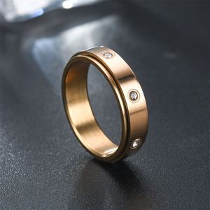 Anillo Giratorio Antiestrés de Acero Inoxidable con Circonita Cúbica y Zirconia, Diseño Moderno - Product Image 3