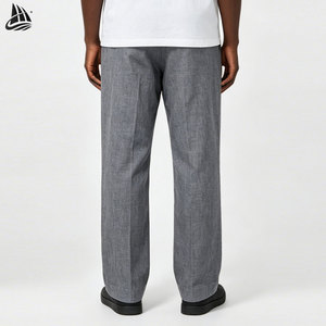 <span class=keywords><strong>Pantaloni</strong></span> di <span class=keywords><strong>lino</strong></span> di cotone spazzolato a righe nere stile affusolato personalizzato per gli uomini - Product Image 4