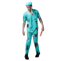 Déguisement d'Halloween d'Horreur pour Hommes, Tenue de Médecin Chirurgien Zombie Verte, Costume Adulte