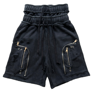 Shorts cargo sportifs mi-taille amples pour hommes, personnalisés OEM, 100% coton toile, élastiques, respirants, écologiques, délavés à l'acide - Product Image 1