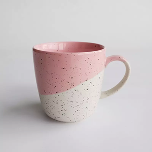 Cốc Gốm Bán Buôn Logo Theo Yêu Cầu 300Ml Cốc Cà Phê Gốm Bắc Âu Kết Hợp Hai Màu Với Chấm Đen - Product Image 5