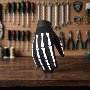 Gants de vélo à imprimé squelette, longueur poignet, respirants, en polyester et coton, pour le cyclisme, style punk - Product Image 5