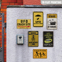 Letreros de metal con diseño de la zona de impacto del OVNI en Roswell, Nuevo México, decoración divertida para la cueva del hombre con advertencia de extraterrestres