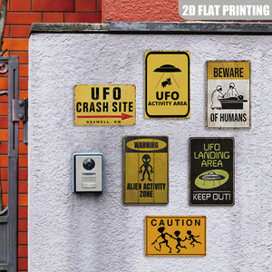 Letreros de metal con diseño de la zona de impacto del OVNI en Roswell, Nuevo México, decoración divertida para la cueva del hombre con advertencia de extraterrestres - Product Image 4