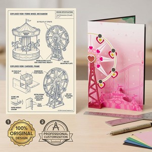 Tarjeta de Felicitación Pop-Up 3D con Diseño de Circo, para San Valentín, Cumpleaños, Regalo, Sorpresa Festiva - Product Image 5