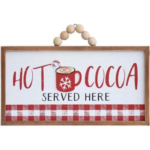 Paris Loft Hot Cocoa <b>Sign</b>, Wooden Hot Cocoa Served Here Hanging <b>Sign</b>, Wood Bead Hanger, Framed Cocoa Decor for Hot Chocolate <b>Bar</b> - Product Image 5