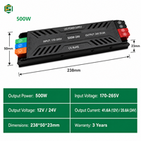 Suplai Daya LED Ultra Tipis 100-265V ke 24V 12V Transformator LED Strip CV untuk Lampu Linear Papan Reklame Bercahaya