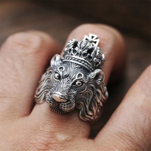 Bague ouverte réglable en alliage, style rétro punk <span class=keywords><strong>européen</strong></span>-américain, motif serpent, lézard, <span class=keywords><strong>chien</strong></span>, pharaon, exagérée et imposante, unisexe, électroplaquée - Product Image 4