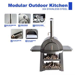 Sang trọng thép không gỉ gỗ than đốt thép không gỉ Lò nướng bánh Pizza để sử dụng nhà - Product Image 4