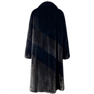 Manteau long en fourrure noire pour femme, manches longues, col à revers, devant ouvert, élégant, vêtement d'extérieur d'hiver, chaud, épais, couleur unie - Product Image 6