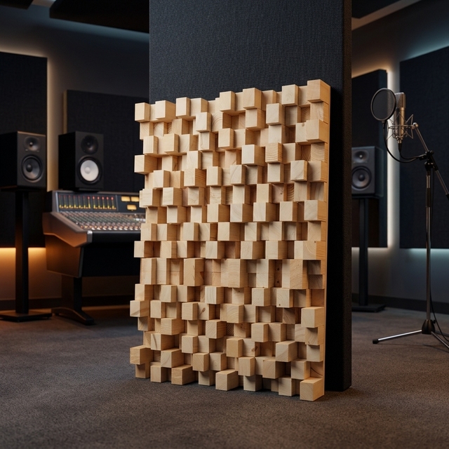 Eco- friendly Multimedia Procressing Sound Control Creative Wooden Sound Skyline Diffuser for Recording Studio Media Room