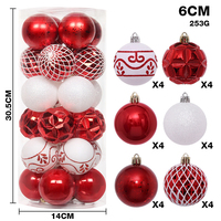 Juego de Adornos Navideños Surtidos, Bolas de Plástico Irrompibles con Malla y Relieve para Decoración de Árboles de Navidad, 6 cm