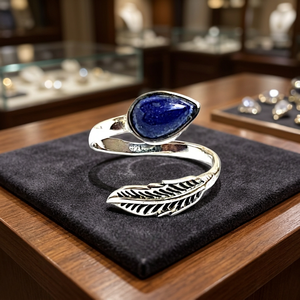 Adjustable 925 Sterling <b>Silver</b> <b>Ring</b> Pear Shape Natural Lapis Lazuli Bohemian Oxidized Wholesale Indian Fine Jewelry Women's - Product Image 1
