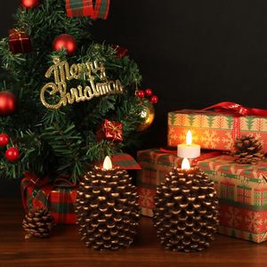 Giáng sinh trang trí nội thất LED thông hình nón nến Pin hoạt động với bộ đếm thời gian cho kỳ nghỉ sử dụng làm bằng sáp parafin - Product Image 4