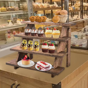 Support à Cupcake en Bois Naturel à 4 Niveaux Présentoir à Dessert Rustique Plateau de Service pour Cuisine Décoration de Fête de Mariage - Product Image 4