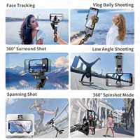 Stabilisateur de smartphone Takenoken avec suivi automatique du visage et rotation à 360° °   Télécommande rotative pour Android iPhone, trépied pour selfie avec lumière LED