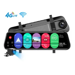 9.66 "Full Screen Touch Screen 1080 1080p Full HD Mirror Car Dvr Recorder Android System Streaming Media 4G Cam Dash Rearview Mirror