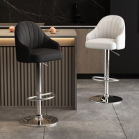 Moderner Minimalistischer Barhocker mit Metallgestell, Verchromter Basis, Verstellbarem Drehsitz, Langlebig für Küche, Esszimmer und Außenbereich, Luxuriöse Wohnausstattung