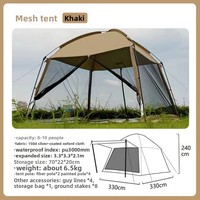 Tente de camping double couche en tissu Oxford pour l'extérieur, avec moustiquaire anti-insectes, abri de plage imperméable et pare-soleil