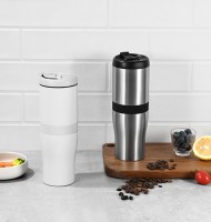 Cafetière à Verser Portable, Moulin à Café Électrique Rechargeable, Kit de Préparation Manuel avec Filtre en Acier Inoxydable et Tasse de Voyage