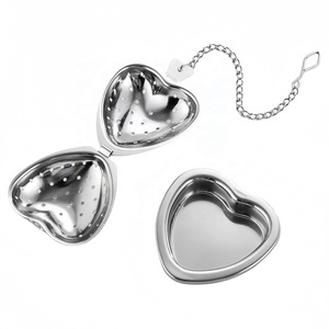 Infuseur à thé portable en forme de coeur en acier inoxydable 304 de Noël de voyage avec plateau d'égouttement en chaîne - Product Image 2