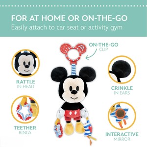 Jouet d'activité <span class=keywords><strong>Mickey</strong></span> Mouse super doux pour nourrissons Couette pour bébé en déplacement avec anneaux de <span class=keywords><strong>dentition</strong></span> Sons froissés Hochet miroir - Product Image 4
