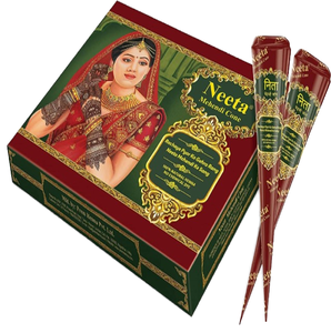 Kit de Henné Naturel Professionnel Neeta 12 Cônes pour Mariage et Cérémonie, 20g, Boîte en Plastique, Tatouage Temporaire pour le Corps, Indispensable pour les Mariages - Product Image 1